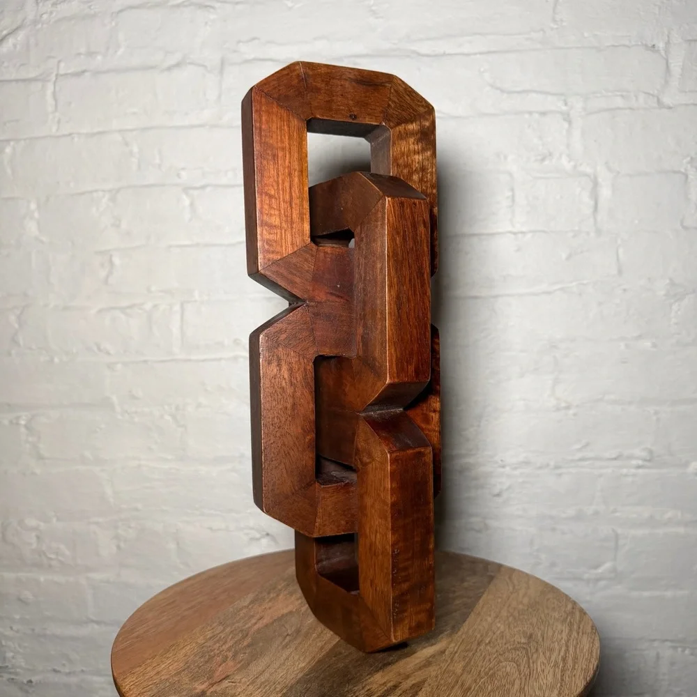 West Elm Wood Chain Link Interlock Sculpture Decor